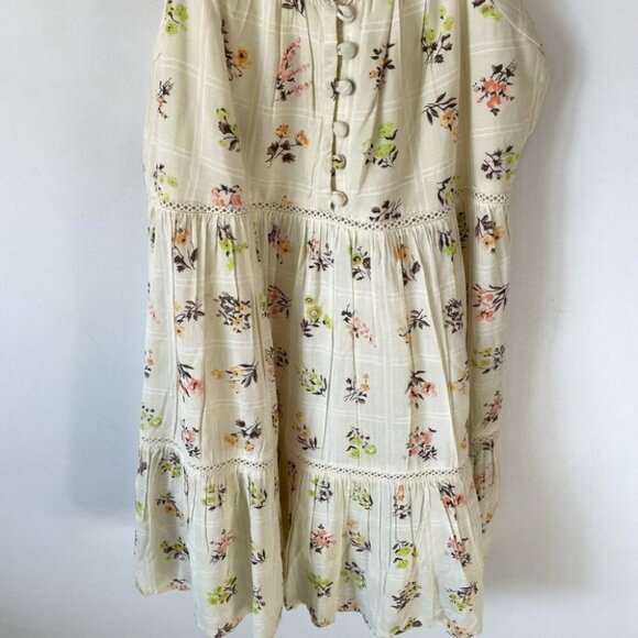 Urban Outfitters UO Honey Tiered Frock Mini Dress Cream Floral Size Small - Picture 7 of 10